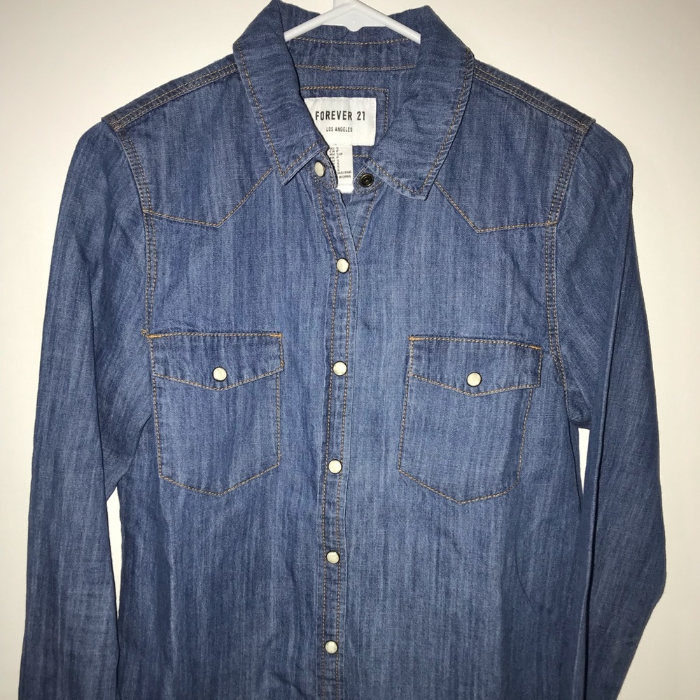 Forever 21 Denim Long Sleeve Shirt